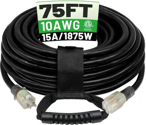 Vista 15 de POWGRN Cable de Extensión para Exteriores de 50 Pies 10AWG Impermeable Resistente Calibre 10 de 3 Clavijas, Cable de Alimentación Largo Flexible
