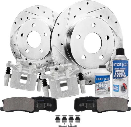 Vista 115 de Detroit Axle - Rotores de freno para Ford 2013-2019 Explorer Taurus Flex Lincoln MKT MKS, rotores de freno de disco ranurados perforados de repuesto