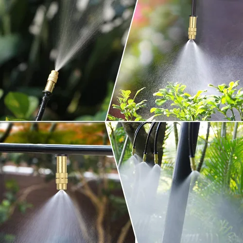 Vista 6 de Boquilla atomizadora de cobre ajustable de 1/4 de pulgada, rociador de riego por goteo Kalolary de 4/0.276 in, microrociador atomizador para jardín