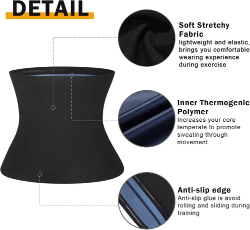 Vista 6 de Cinturón Reductor de Cintura Premium para Hombres, Cinturón Sauna de Entrenamiento de Cintura, Banda de Sudor para Hacer Ejercicio