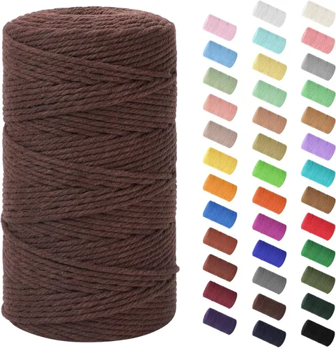 Vista 135 de Cuerda de macramé de 0.079 in x 220 yardas (656 pies), cuerda de algodón natural para colgar en la pared, ganchos de plantas, manualidades Verde