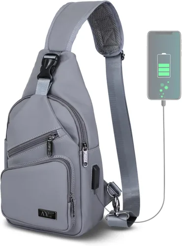 Vista 9 de AMJ Bolso cruzado tipo bandolera para hombres y mujeres, mochila de hombro casual, mochila de pecho tipo morral para senderismo y viajes