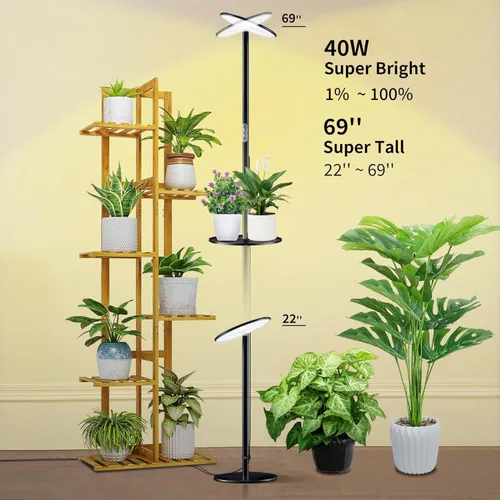 Vista 2 de chiphy Luces de crecimiento, luz de espectro completo para plantas de interior, temporizador de control de aplicación de enchufe inteligente, 40 W