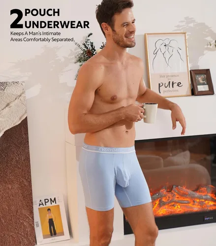 Vista 4 de Separatec Men's Underwear Cotton Boxer Briefs Breathable and Soft with Dual Pouch Design 7 Pack