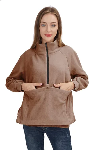 Vista 5 de ALYC Sudadera para transportar mascotas para mujer, diseño de perro y gato, sudadera con bolsa de canguro suave