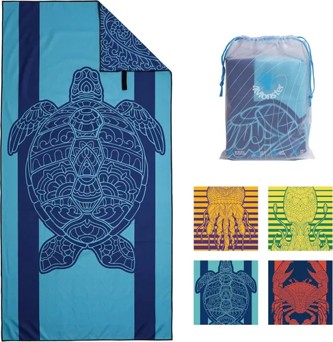 Vista 15 de 4Monster Toalla de playa de microfibra de secado rápido, toalla de viaje ligera súper absorbente para nadadores, toalla de camping sin arena 14