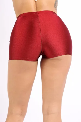 Vista 7 de TOO HOT FASHIONS Pantalones cortos de nailon para mujer, sexy, cómodos, de cintura alta, brillantes, para baile, correr, discoteca, rave, club