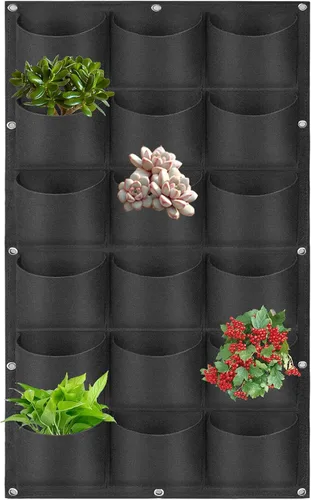 Vista 21 de Bolsas de cultivo colgantes para plantar, 9 bolsillos para colgar en la pared, bolsa de cultivo vertical para jardín interior y exterior, contenedor