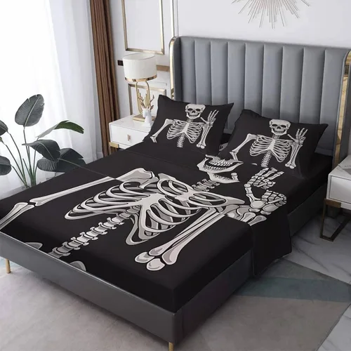 Vista 9 de Juego de sábanas tamaño Queen – Sábanas aztecas, sábanas y fundas de almohada de nativos americanos, microfibra suave, bolsillo profundo y sin