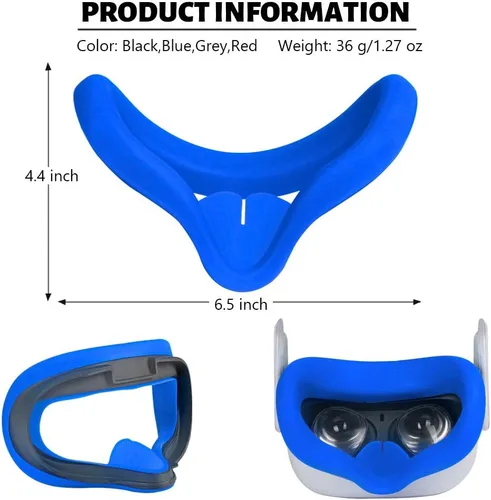 Vista 5 de Juego de fundas para Oculus Quest 2, 1 funda de silicona para Oculus Quest 2, funda de cojín para ojos para Oculus Quest 2, funda de cojín