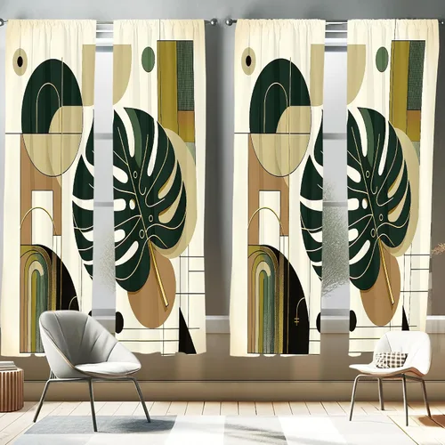 Vista 4 de Ambesonne - Cortinas amarillas para ventana, arte moderno escandinavo de escena de jardín con flores de tulipán y mariposas bailando, juego de 2