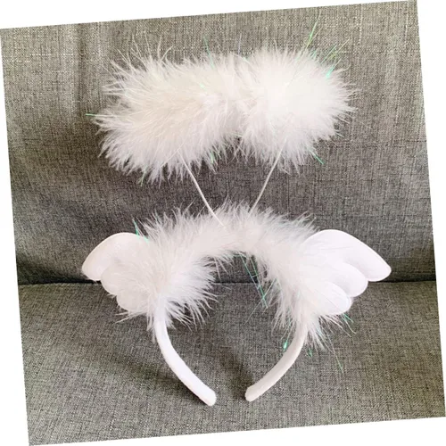Vista 5 de OSALADI 3 Pcs Angel Headband Fabric Christmas Issue Card White Girl