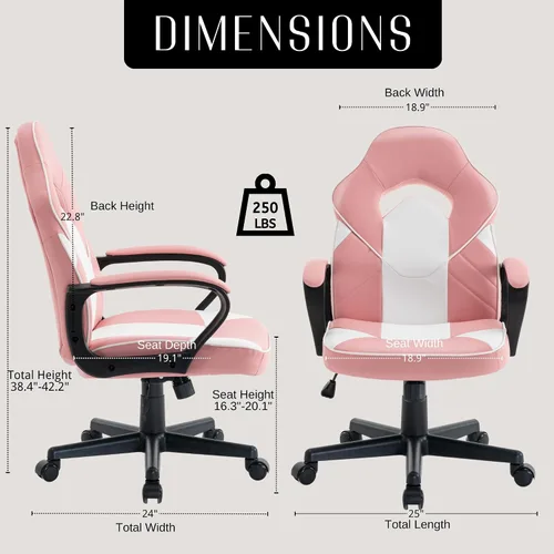 Vista 3 de Silla ergonómica de videojuegos para computadora, oficina en casa, carreras, escritorio ejecutivo de video, de piel sintética, para adultos