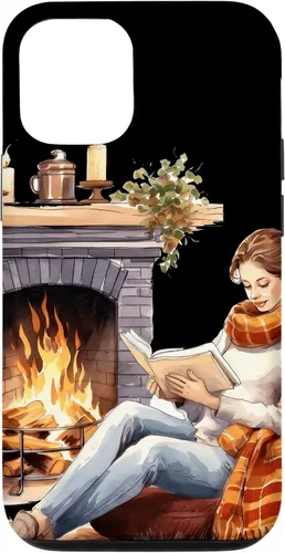 Vista 26 de iPhone 16 Book Reading In Fireplace Reader Bookworm Girls Women Case