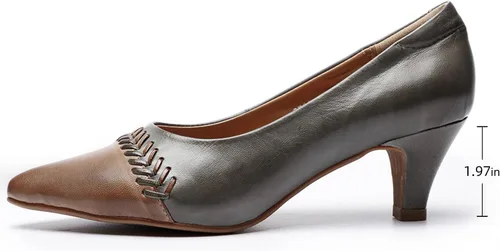 Vista 2 de Mona flying Zapatos de tacón de cuero para mujer, elegantes, clásicos, cómodos, elegantes, hechos a mano