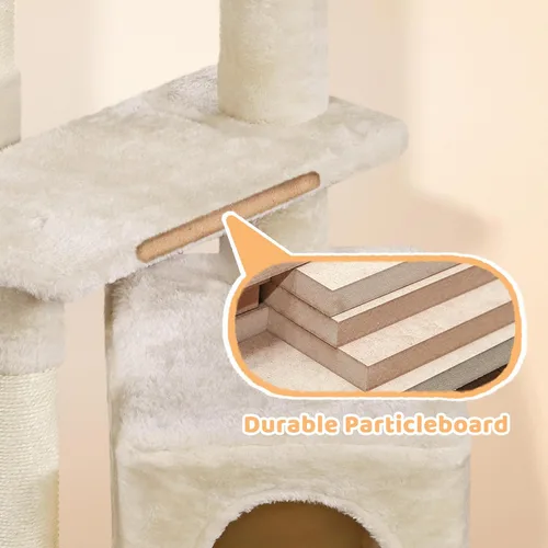 Vista 8 de Yaheetech Árbol para gatos, torre de escalada de varios niveles para gatos de interior, centro de actividades de mascotas, poste rascador, muebles