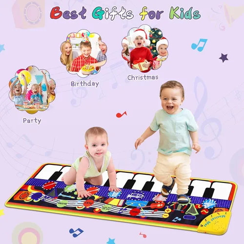 Vista 7 de Alfombrilla de piano musical para niños pequeños – 28 sonidos musicales de suelo, piano teclado, danza, juguete y regalo para niños de 1 a 5 años