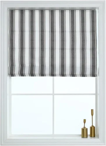 Vista 21 de Everyday Celebration Persianas romanas para ventanas, 100% opacas, sin cordones, rayas verticales, persianas de tela tejida, 26 pulgadas de ancho x