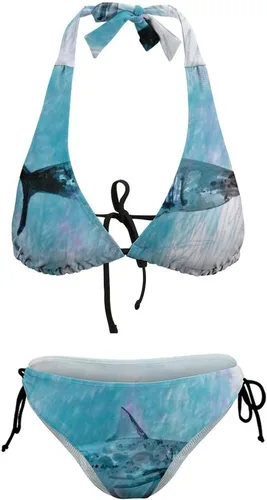 Vista 7 de Traje de baño para adolescentes Sexy Life Blue de dos piezas con cordón ajustable