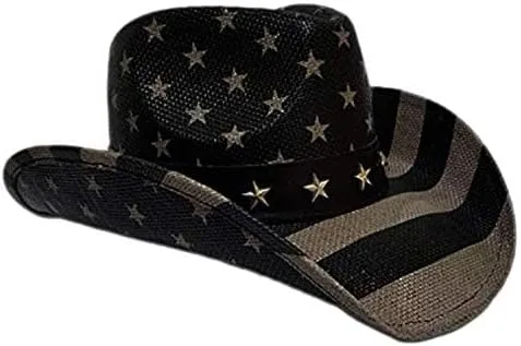 Vista 5 de Vintage USA American Flag Cowboy Hat wWestern Shape-It Brim