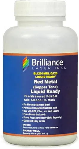 Vista 7 de Polvo de Marcado Láser Listo para Uso - Brilliance Laser Inks - BLI101MBLIQ120 - Tinta Láser Negra para Marcado en Metales con CO2/Fibra/YAG