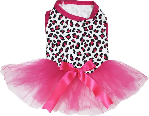 Vista 7 de Petitebella Vestido para perro cachorro con tema de leopardo liso (leopardo negro/beige, talla XS)