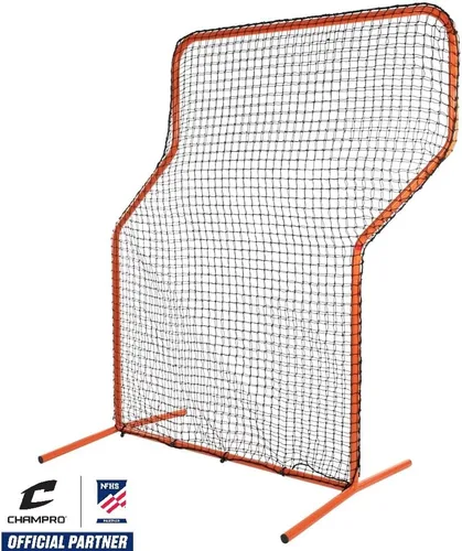 Vista 2 de CHAMPRO Brute - Jaula de bateo con pantalla Z con marco de acero resistente, 7 x 5 pies, color naranja