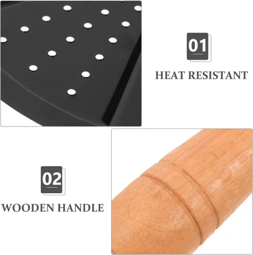Vista 4 de Cabilock Alfombrilla aislante de sartén de 14.56 x 8.66 pulgadas, resistente al calor, para cocina, con mango de madera, para prevención