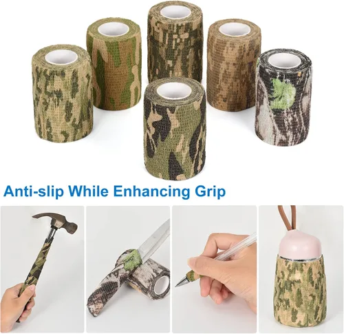 Vista 7 de 6 unidades de cinta de camuflaje autoadhesiva de camuflaje vendaje cohesivo de 3 pulgadas x 5 yardas, envoltura deportiva autoadhesiva de camuflaje