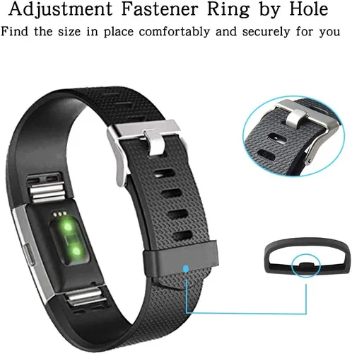Vista 3 de Bandas de repuesto compatibles con Fitbit Charge 2, accesorios de muñeca ajustables, pulseras deportivas para mujeres y hombres Negro