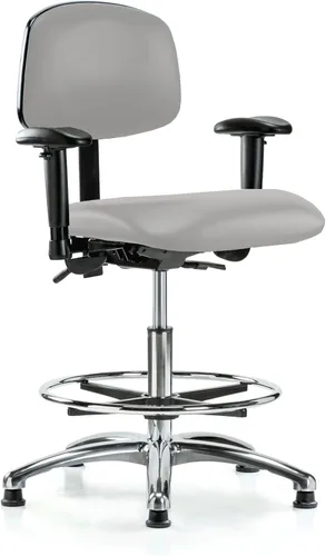 Vista 68 de PERCH - Silla giratoria con ruedas para alfombra o linóleo, cromado, Textil, Tela negra