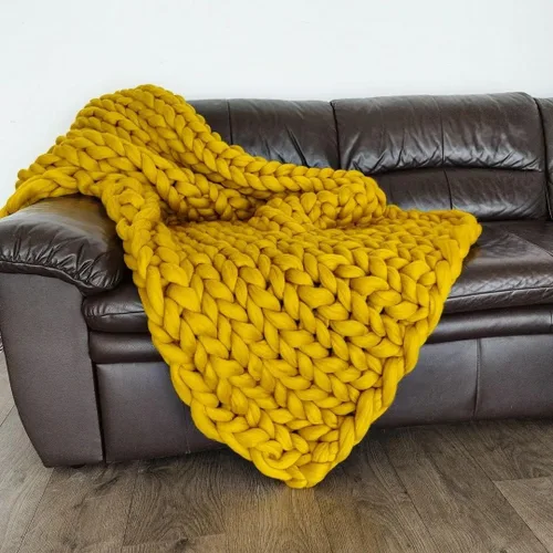 Vista 19 de Manta de punto grueso de 50 x 60 pulgadas, manta gigante tejida a mano con hilo 100% de lana merina, hecha a mano para cama, sofá, manta bohemia