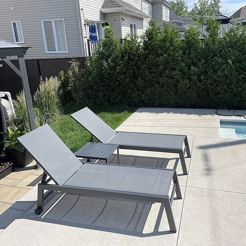 Vista 24 de PURPLE LEAF Juego de 2 tumbonas de aluminio para patio al aire libre con ruedas y mesa auxiliar, tumbona de piscina para jardín al aire libre, junto