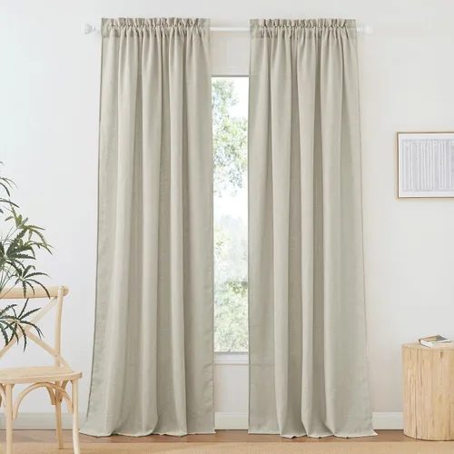 Vista 53 de RYB HOME - Cortinas de lino texturizado semitranslúcidas, privacidad media, filtro de luz, decoración de ventana para dormitorio/baño/sala de estar