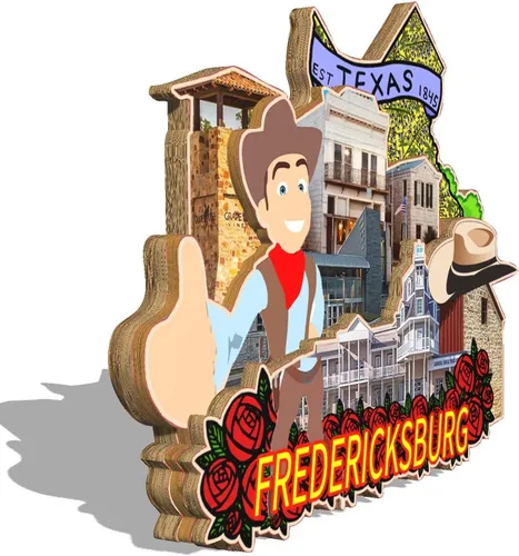 Vista 2 de Fredericksburg - Imán de madera para nevera, diseño de Texas USA en 3D, recuerdos coleccionables, decoración hecha a mano