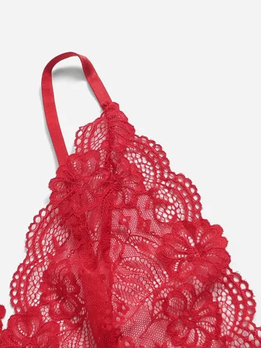 Vista 3 de MakeMeChic Conjunto de pijama de 3 piezas para mujer lencería de encaje floral con bata