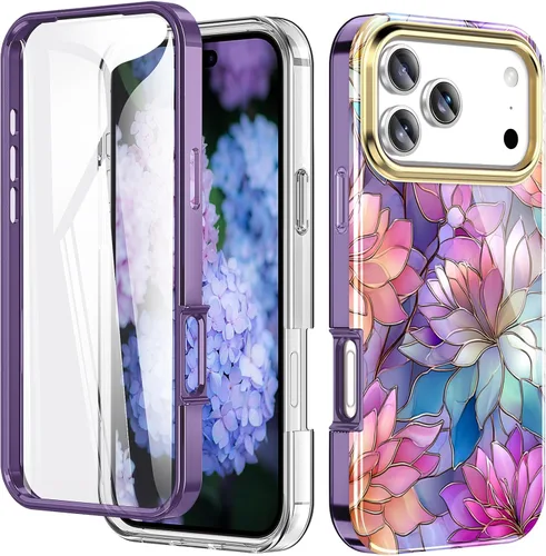 Vista 45 de Funda bonita de mármol para iPhone 13 Pro de 6.1 pulgadas, con protector de pantalla incorporado, ligera y elegante, de TPU, para cuerpo completo, a