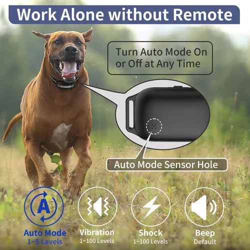Vista 4 de PetJoy 3 Collar de Choque para Perros Grandes, Collar Automático Antiladridos con Control Remoto, Combo de Collar Antiladridos y de Entrenamiento