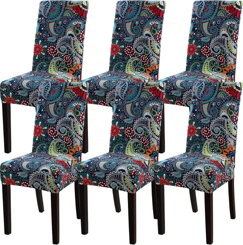 Vista 11 de Fundas para silla de comedor Yisun, fundas elásticas para silla de comedor, funda protectora para silla de comedor, mezcla de poliéster, Beige