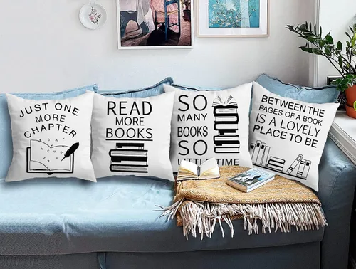 Vista 2 de Znzd So Many Books So Little Time - Funda de almohada divertida para decorar el hogar, sala de lectura, club, dormitorio, libro de lectores, nerd