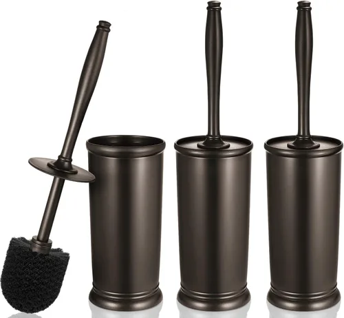 Vista 10 de Juego de Portaescobillas para Inodoro: Cepillo Limpiador de Inodoro de Limpieza Profunda para Bordes con Soporte para Baño Rv - Accesorios B-bronce