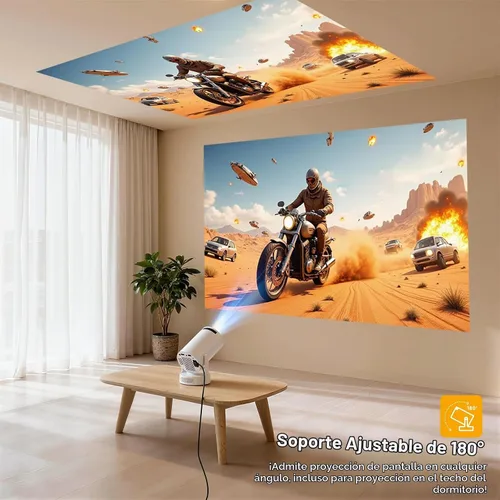 Vista 5 de SGV Mini proyector inteligente para dormitorio, soporte 4K, proyector portátil para exteriores con Android 12, WiFi y Bluetooth 5.2, Keystone