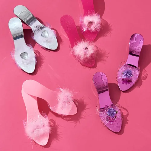 Vista 4 de Expressions - Juego de 4 zapatos de vestir para niñas pequeñas con tacones en bolsa de transporte, se adapta a zapatos de niños pequeños