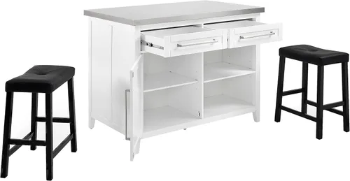 Vista 9 de Crosley Furniture Silvia - Juego de isla de cocina, taburetes de silla
