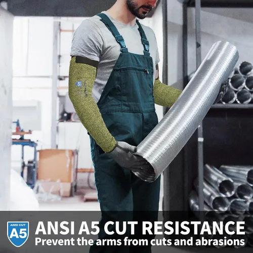 Vista 2 de Schwer CORE Mangas de Protección para Brazo S081, Mangas Resistentes a Cortes ANSI A5 con Orificio para el Pulgar, Manga de Soldadura Resistente a
