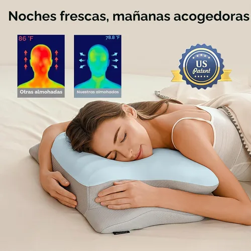 Vista 3 de Ylekto Almohada cervical para el cuello para aliviar el dolor, almohadas de Azul & gris