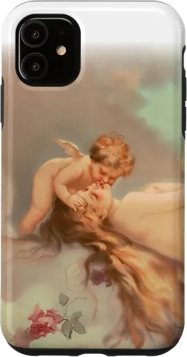 Vista 5 de iPhone 14. Querubines vintage jóvenes que cuidan de una bonita funda de ángel durmiente