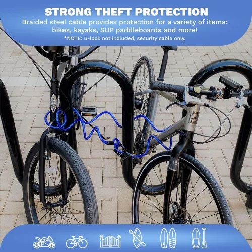 Vista 2 de DocksLocks Cable de seguridad en espiral resistente a la intemperie (de 5 a 25 pies de longitud) con extremos reforzados, protección antirrobo