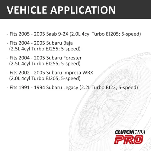 Vista 2 de PRO Performance Stage 1 Kit de embrague compatible con Subaru Baja Forester XT EJ255 2002-2005 Impreza WRX EJ205 1991-1994 Legacy EJ22T 2005 Saab