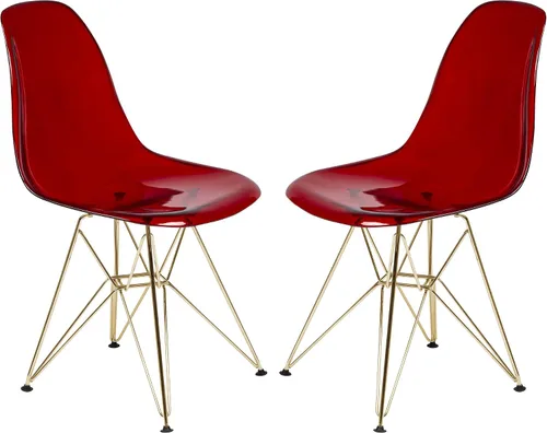 Vista 18 de LeisureMod Sillas de comedor de acrílico con base Eiffel cromada, respaldo ergonómico curvado, juego de 2 sillas laterales ligeras para cocinas